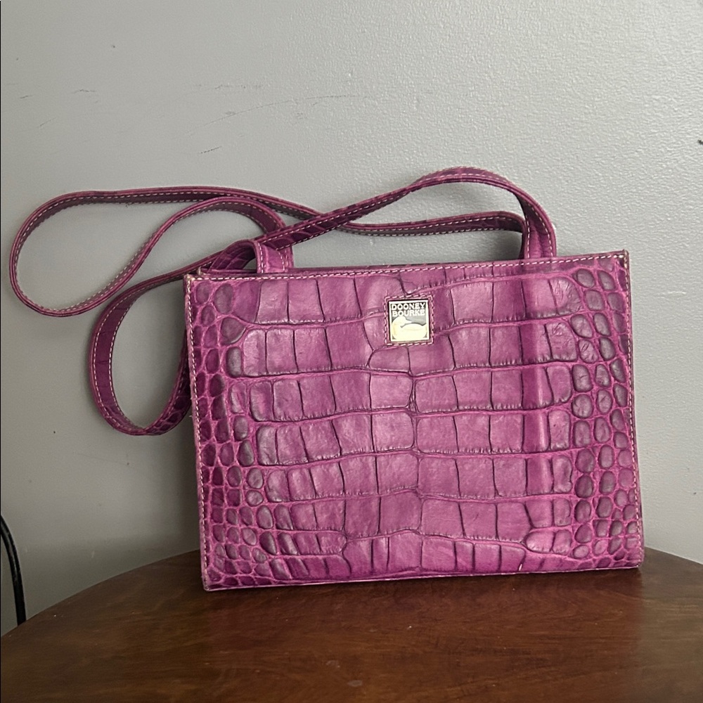 Dooney & Bourke Magenta Croc-Embossed Leather Crossbody